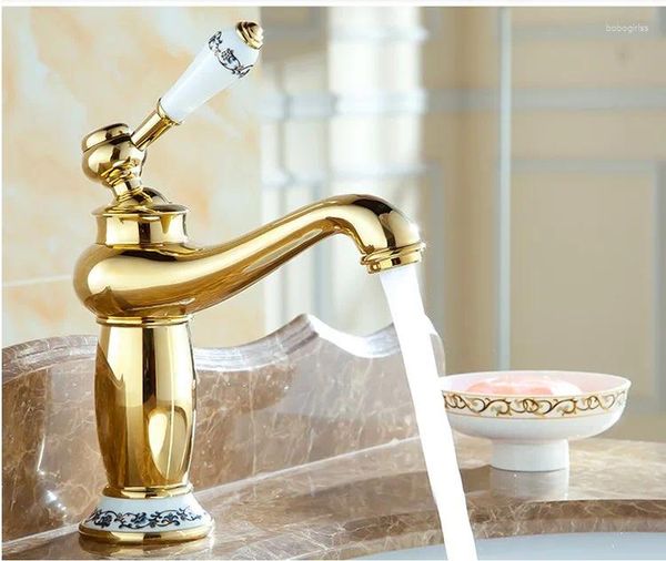 Rubinetti del lavandino per bagno arrivo rubinetto in oro in ceramica di lusso /lavabo di lavabo /acqua fredda singola
