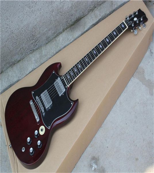 Promozione Angus Young Dark Dark Red Red Sg Electric Guitar Firma Rod Rod Cover6552132