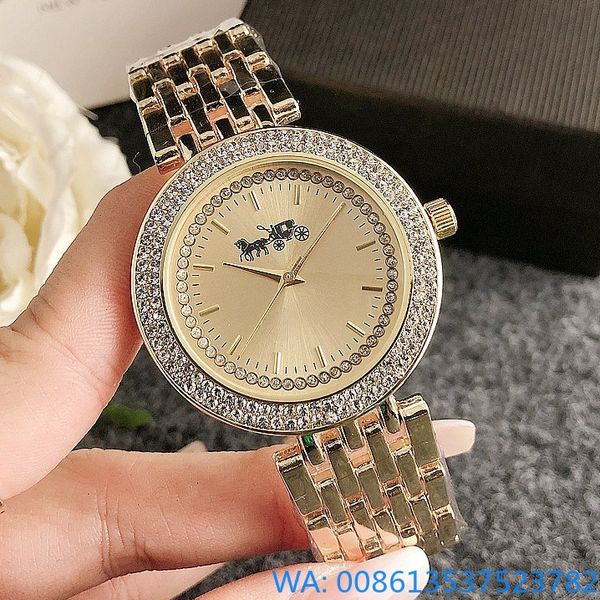 2024 Gues Designer Watch Brand Uhren Women Girl Crystal Style Metal Steel Band Quarz Handgelenk Uhr 38 mm kostenloser Versand Großhandel Frauen Shining Watch Marke