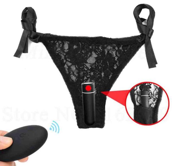 Controle remoto 9 velocidades de renda Panty Vibrador Toys de sexo para mulheres cinta no clitóris de roupas íntimas invisíveis bala vibratória ovos2707071