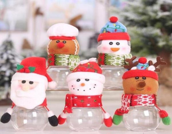 Noel Şeker Kutusu Asma El Çocukları Yaratıcı Hediye Fikirleri Şeffaf Çocuklar Plastik Bebek Kavanoz Depolama Şişesi Noel Baba Tatlı New5773510