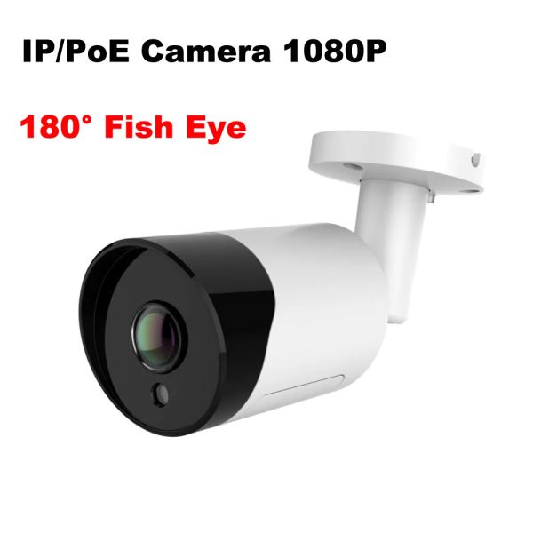 Kameras Fischauge 180 ° POE IP -Kamera Outdoor 1080p Überwachungskamera Panoramab