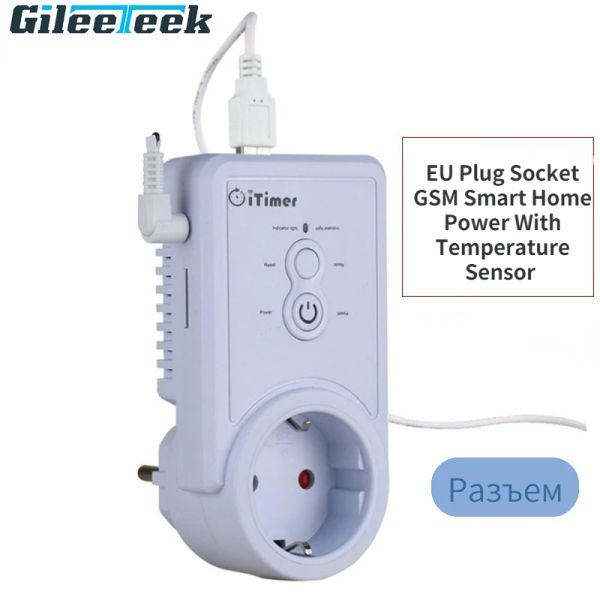 Заглушки GSM Smart Home Power Eu Plugck Socket с датчиком температуры Интеллект управления температурой Поддержка USB Выходная SIM -карта Enchufe