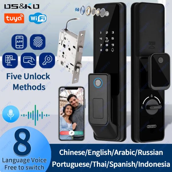 Lock AutoLock Digital Electronic Lock Biometric Finger -Отпечатка Tuya Wi -Fi Smart Door Lock Remote разблокирован для домашней квартиры G1 Pro