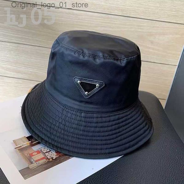 Largura chapé o balde de designer clássico boné moda retro balde chapéu de férias algodão revestimento triangular padrão triangular Cappello azul roxo masculino externo feminino q240408