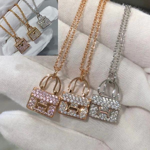 Designer -Tasche Anhänger Halskette 18K für Frauen Mädchen Valentinstag Muttertag Engagement Luxusschmuck Geschenk Großhandel Großhandel