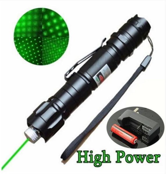 Alta potência 5mw 532nm Ponteiro de laser caneta verde a laser de caneta queima de queima à prova d'água com 18650 Bateria 18650 CHARGER200C3671872