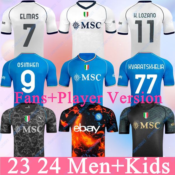 Napoli Soccer Jerseys 2024 Kvaratskhelia Halloween Camisa especial Minjae Maillot Naples Kid Zielinski H.Lozano Osimhen Politano futebol camisas