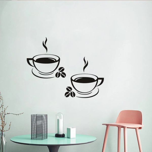 Дома наклейка виниловой кофейный декор стены настенные наклейки на кухнях чашка дома настраиваемые наклейки на стены в общежитие декор для девочек в колледже