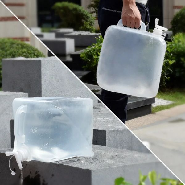 5L Plastica BASSO DI ACQUA CLASCIBILE VUOTA con impugnatura e tocca Contenitori di acqua pieghevole Materiale alimentare Materiale Liquido