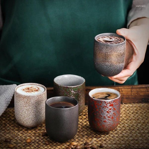 Canecas de canecas handmades vintage estilo japonês de cerâmica grossa copo de café com textura exclusiva e charme rústico para uso em casa ou no escritório