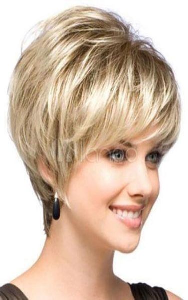 Peruca de moda de boa qualidade Luz natural loira linear perucas curtas de cabelo curto women039s wig moda shiping2723301