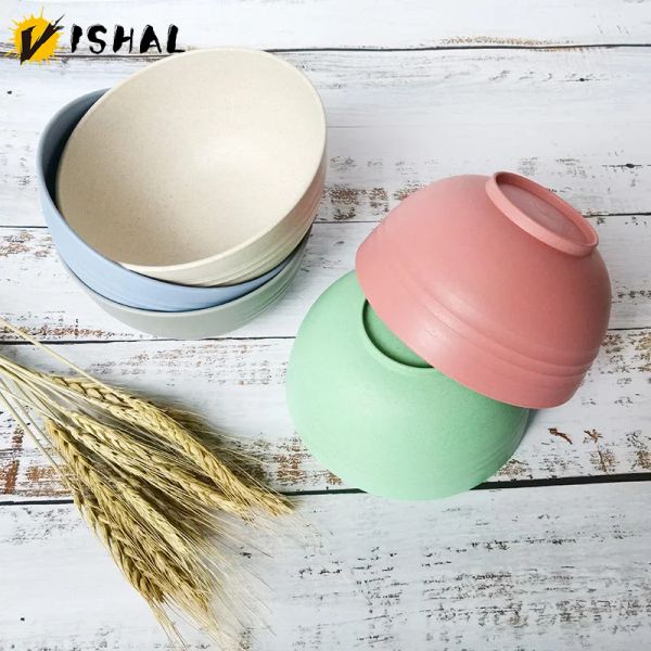 Vishal Straw Wheat House Hold Holdice Bowl Rice Plastic Anti Drop Circular Stripe Bowl Accessori da cucina Accessori da cucina Accessori da cucina