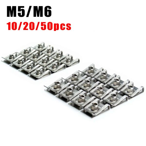 10/20/50pcs M5/M6 Spring Spring Aço do tipo clipes de porcas de clehoin cleaning speed preencher universal para motocicleta automática