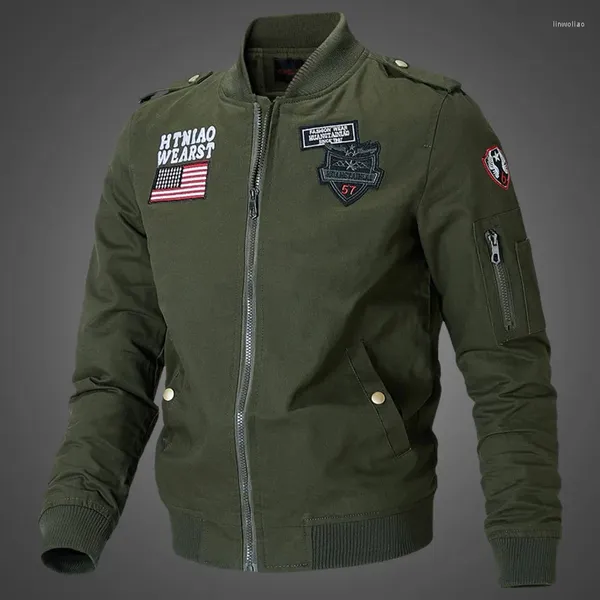 Jackets masculinos Spring e Autumn Jacket Standing Collar World Segunda II Bomber Flight Homem Homens de Montanhismo ao ar livre de alta qualidade