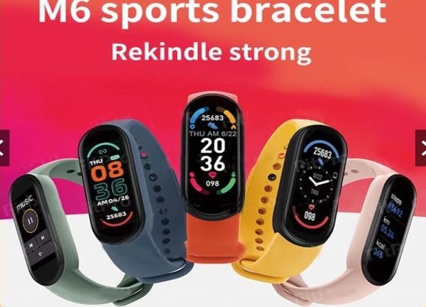 M6 Smart Bracciale Watch Men Fitness Wristness Women Sports Tracker Smartwatch Play Music Band per Adriod iOS3097583