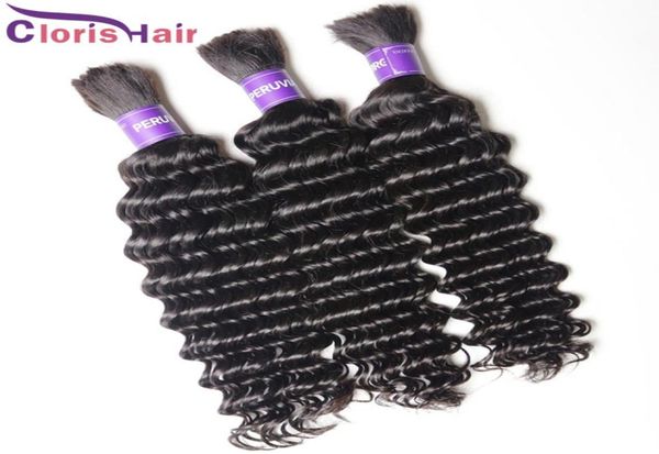 Cabelo humano indiano bruto a granel 3 pacotes de ondas profundas não processadas extensões de cabelo em massa sem trama para trançar cabelos humanos macios em massa 4199970