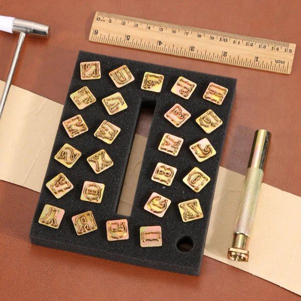 Panels 26/36 PCs Stempel Leder Stempel Druck Punch Tool Englische Buchstaben Metall Stempel Set Leder Werkzeuge Lederhandwerk Alphabet Briefmarken Stempel