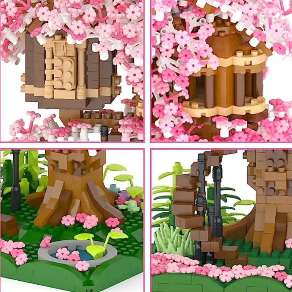 Blossoms Cherry Tree House Building Buildings giapponese Street Purple Sakura blocchi Mini Moc Assembly Brick Friend Toys for Children