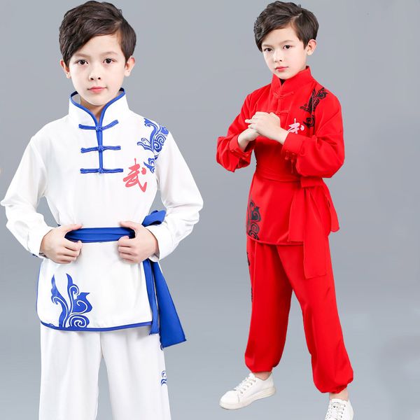 Costume da wushu cinese tradizionale per ragazzi ragazze kid tai chi kungfu uniformi a maniche lunghe costumi di arti marziali