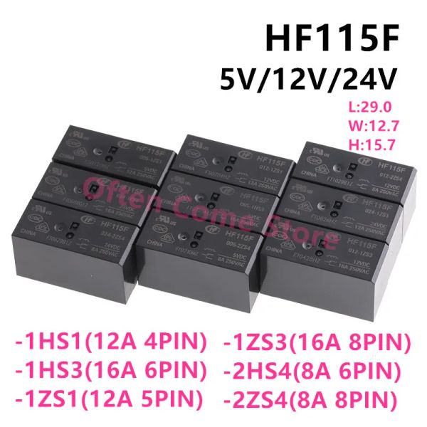 5pcs Yeni Orijinal JQX -115F HF115F -005 012 024 048-2ZS4 -2HS4 1HS3 1HS1 1ZS1 1ZS3 6PIN 8PIN 8A 12A 16A 5V 12V 24V Güç Röle