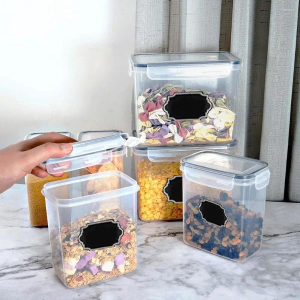 Aufbewahrungsflaschen Snack stoarge Hülle Set von 4 5,2l Crissper Boxen mit Etiketten markieren Stift transparente Lebensmittel zur Konservierung