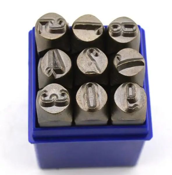 9pcs/Set Number Stempelstempel Set gehärtetem Stahl aus Metall Holz Leder Stahlsteuer Number Tool Lederhandwerk Stempel