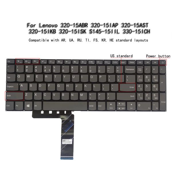 Tastaturen UI US Spanische Tastatur für Lenovo IdeaPad 32015IAP 32017 32015 IKB S14515IKB S14515IIL L34015IRH L340 Spanien Teclado PC5CP