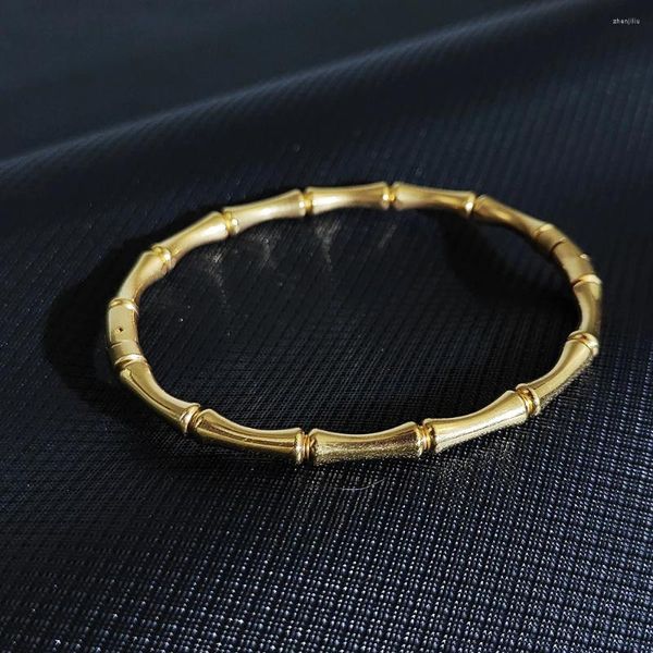 Pulseira de pulseira de bambu para mulheres pulseiras de aço inoxidável pulseiras pullles woman cor de casamento dourado feminino jóias de luxo presentes