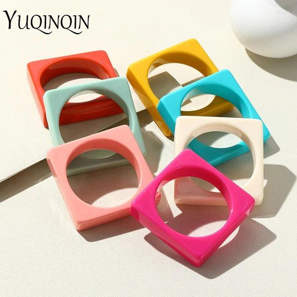 Bangle Korean Square Geometrische Armreifen für Frauen mehrfarbiger Charme Punk Gothic Bracelets Mädchen farbenfrohe Handschmuck Geschenke