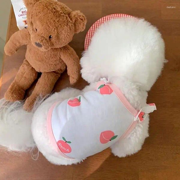 Vestuário para cachorro vestuário de colete de pêssego roupas de estimação cães de algodão doce super pequeno chihuahua impressão verão mascotas de garoto rosa branco