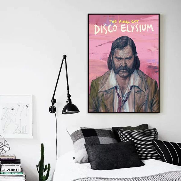 Disco Elysium Game Poster Print Leinwand Malerei Abstraktes Retro Horrorspiele Porträtwandkunst für Wohnzimmer Home Dekoration