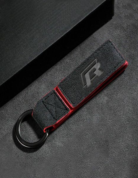 Frosted Leder Auto Car Keychain Keyring Halter für VW R Logo2115029