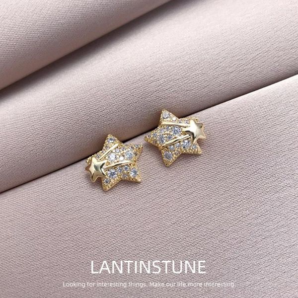 Orecchini per borchie squisite star di impostazione del micro zircone per donne design avanzato color oro dolce metallo ragazza ragazza festa gioielli N777