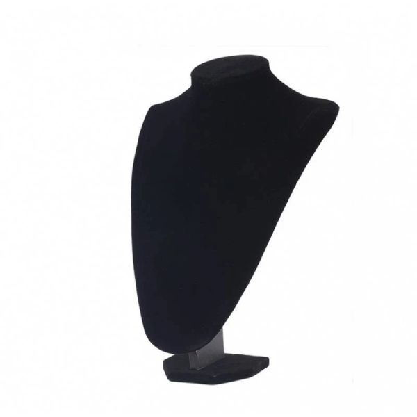 1pc Black Velvet Ritratto Gioielli Display a V-Neck Mannequin Busto Gioielli per le collane pendenti