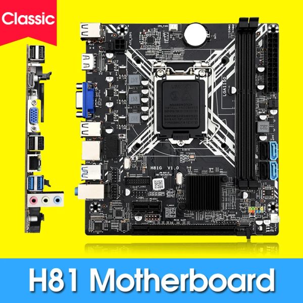Schede madri H81 Intel LGA 1150 scheda madre con DDR3 a doppio canale fino a 16 GB supporta Intel I3 / I5 / I7 / Celeron / Pentium CPU