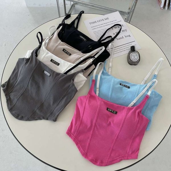 Algodão puro Belas costas de costas femininas Suspender Suspender Colet sem anel de aço e almofada no peito como uma base versátil irregular e elegante e elegante