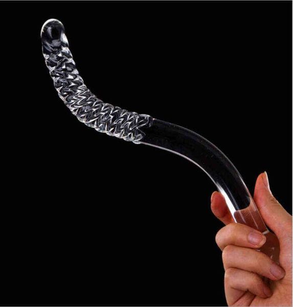 NXY DILDOS Curved Body Massage Stick Spake Forma di vetro Penis Dildo Plug Assore G Spot Spot Giocattoli sessuali 11197250016