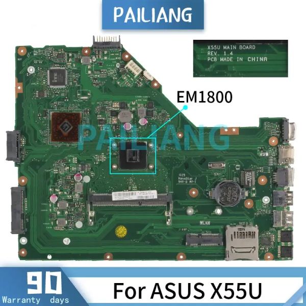 Placa -mãe placa -mãe para asus x55u em1800 laptop placa -mãe 60n80mb701 rev.1.4 ddr3 testado ok