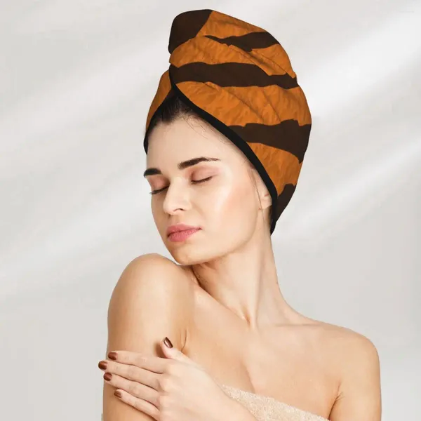 Asciugamano per capelli che asciuga il cappello tigre tigre cappello da bagno microfibertowel turbante