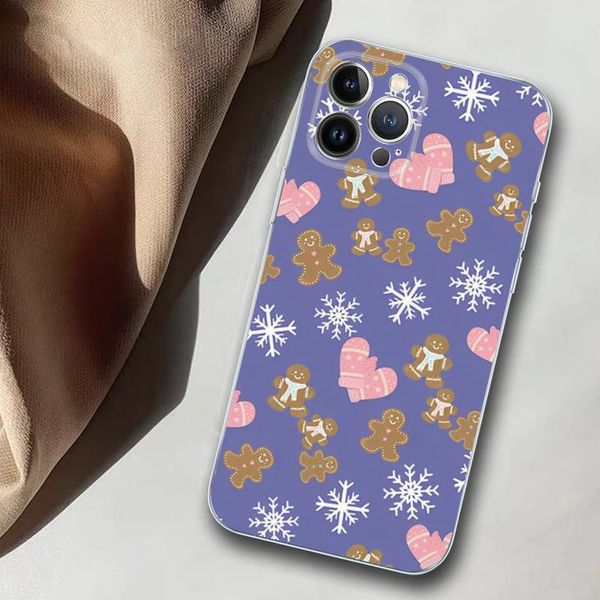 Case di telefono di Natale grazioso uomo di zenzero soft per iPhone 14 13 12 11 pro mini xs max 8 7 6 più xs xs cover