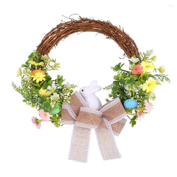 Decorazione di decorazione Giovedi di Pasqua Rattan con fiori di seta di seta di seta decorazione per le vacanze per l'autunno anteriore o murale