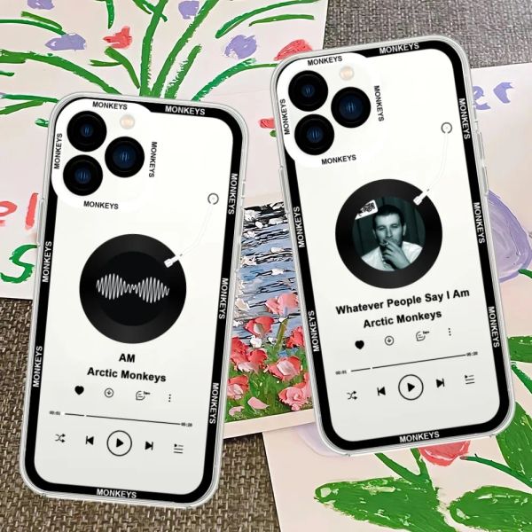 İPhone 13 14 15 Mini 11 12 Pro Max Şeffaf Kabuk için Arctic Monkeys Band Telefon Kılıfı