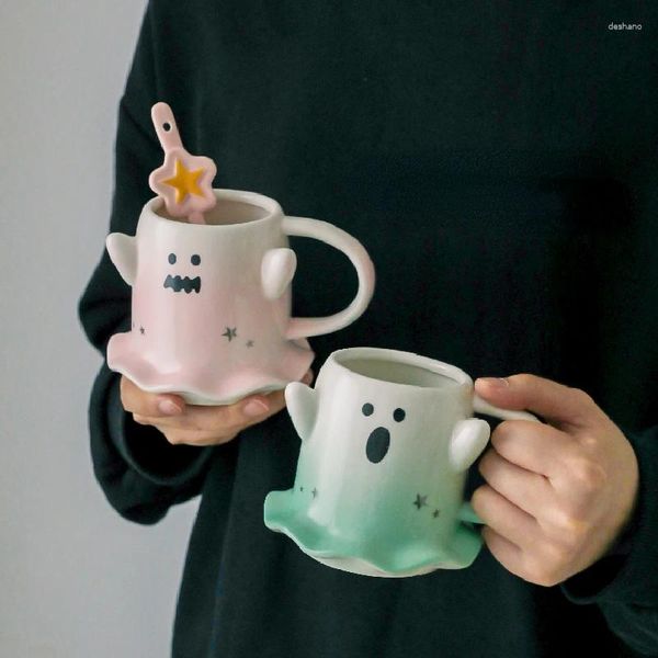 Canecas Creative Ghost Caneca Casal Dá aos filhos Presente de aniversário para meninos Halloween Celenic Cop Copo Milk Cozinha Mesa