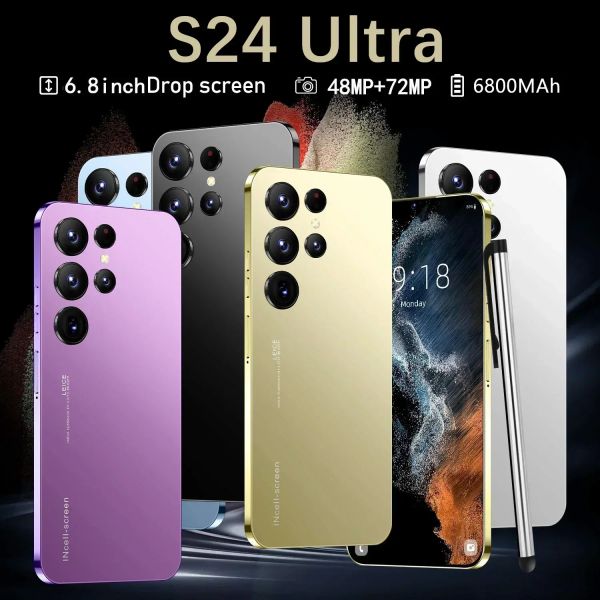 2024 Yeni S24 Ultra Cep Telefonları 6.8 HD Ekran Akıllı Telefon 16G+1T 5G Çift Sim Celüler Android Kilit Damlalı 72MP 6800mAH Cep Telefonu