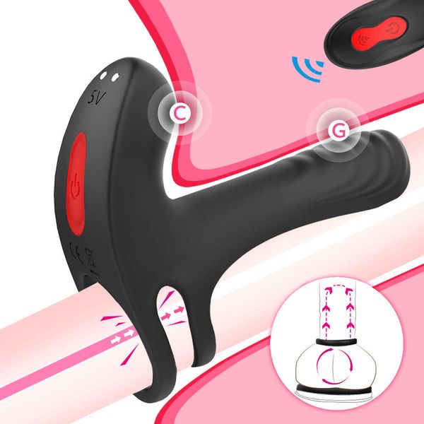 Vibrador de silicone G Spot Spot Impermeável Penis vibratório Cock Ring Ring Vagina CLITORIS DE TEMPONSULADORES adultos adultos Toys sexy Dildos para homens casal