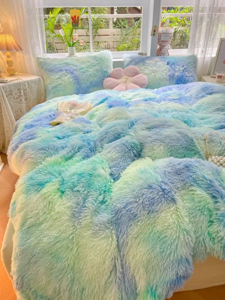 Candy Color Hair Long Duvet Capa 1pc Winter Warm Mink Velvet Clanta com tampa do edredom com zíper Saco de flanela de flanela 150cm