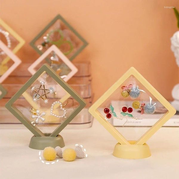 Quadros 3D FLORAÇÃO FLOAÇÃO FORÇA PE Sombra Jóias Exibir pingente de armazenamento Protect Jewellery Brincos de pedra Caixa de pedra