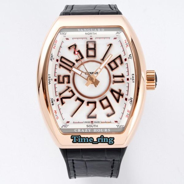 ABF Top Versão V 45 CH BR Bl Bl Crazy Hour Dial Caso de aço de ouro rosa CZ02 Movimento mecânico automático Mens relógio de couro SPO5644925