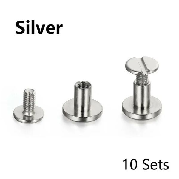 10 set/20 pezzi viti a cinghia piatta bagaglio in pelle rivetti per chiodi artigiani in ottone in oro in argento femmina rivetta